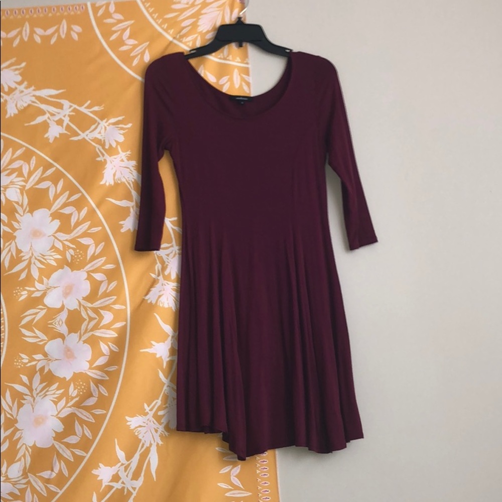 Maroon Long Sleeve Dress